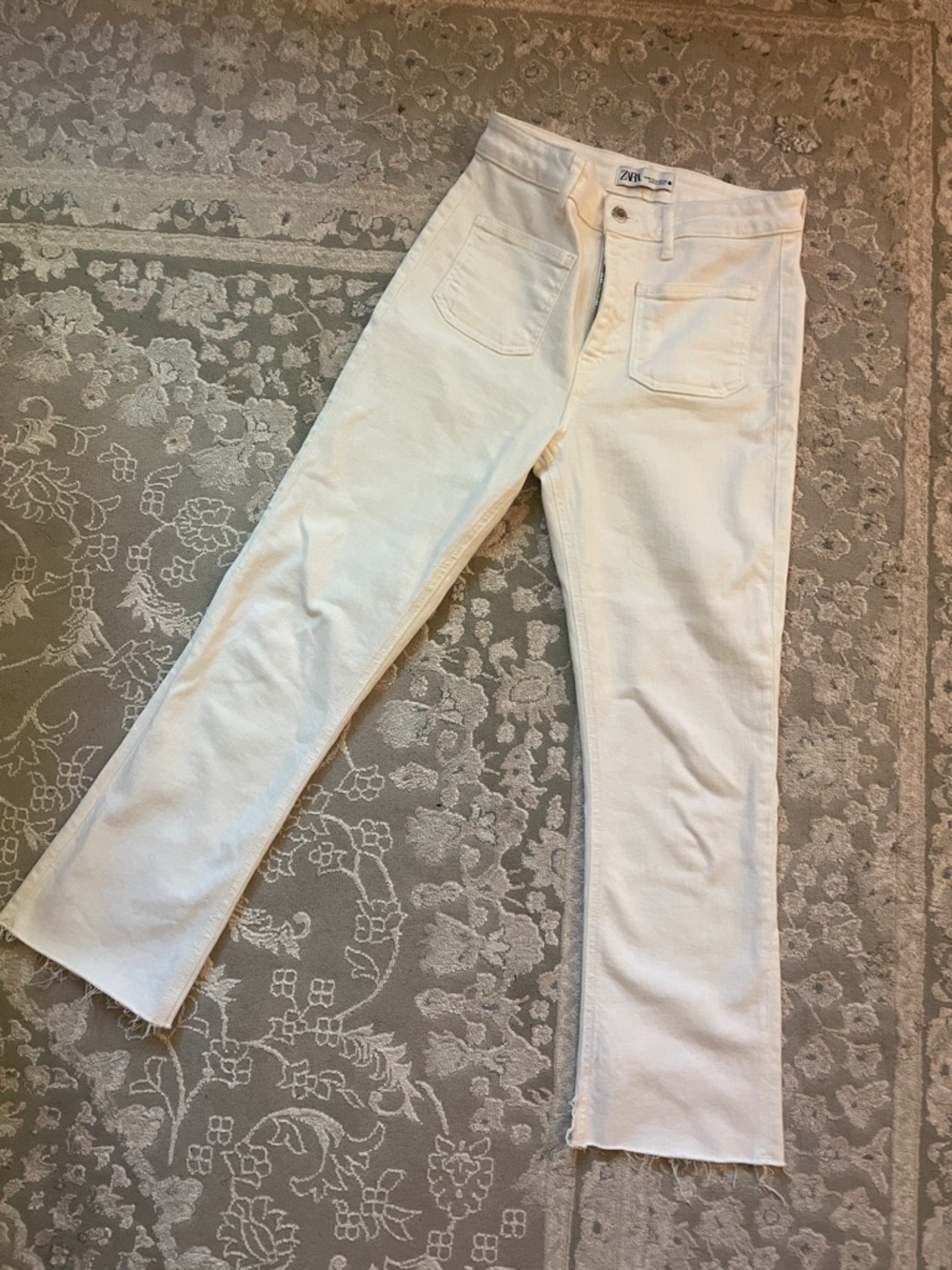 Zara Cream marine pants cropped at ankle